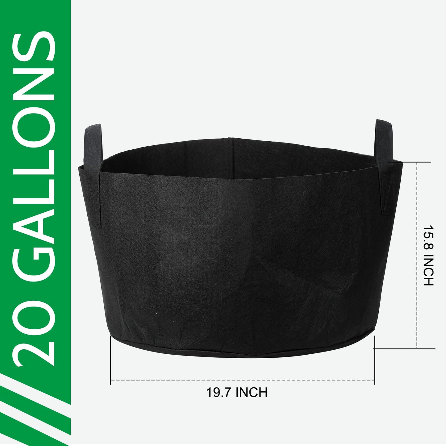 12-Pack 20 Gallon, Vegetable/Flower/Plant Grow Bags, Aeration Fabric Pots with Handles (Black), Come with 12 Pcs Plant Labels